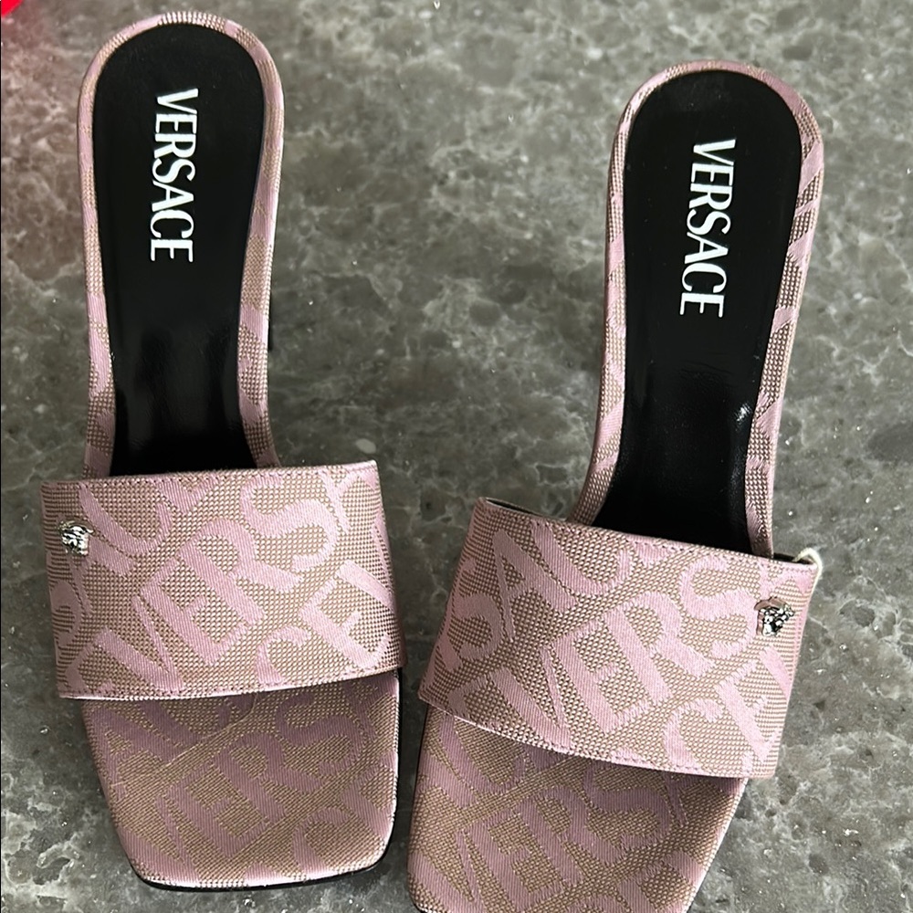 Versace Women's Pink Slide Sandals